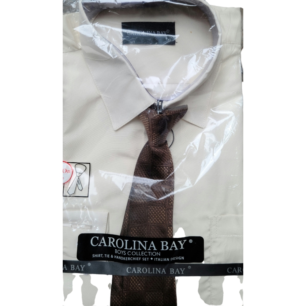 Boys Size 8/10 Dress Shirt with Clip on Tie